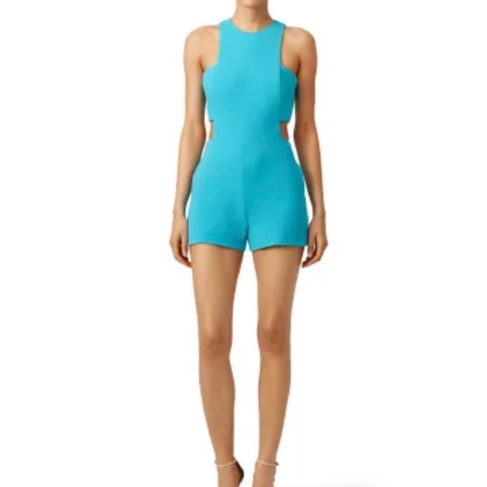 Nicole Miller turquoise bandeau cut romper